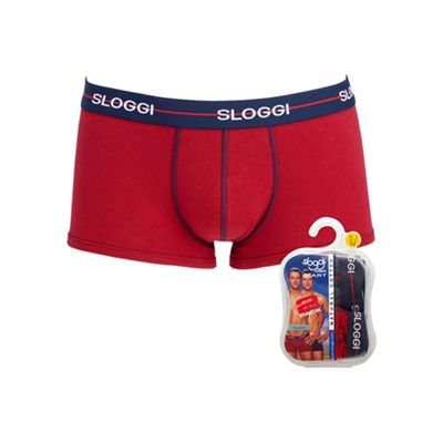 Pack of two red and navy hipster trunks